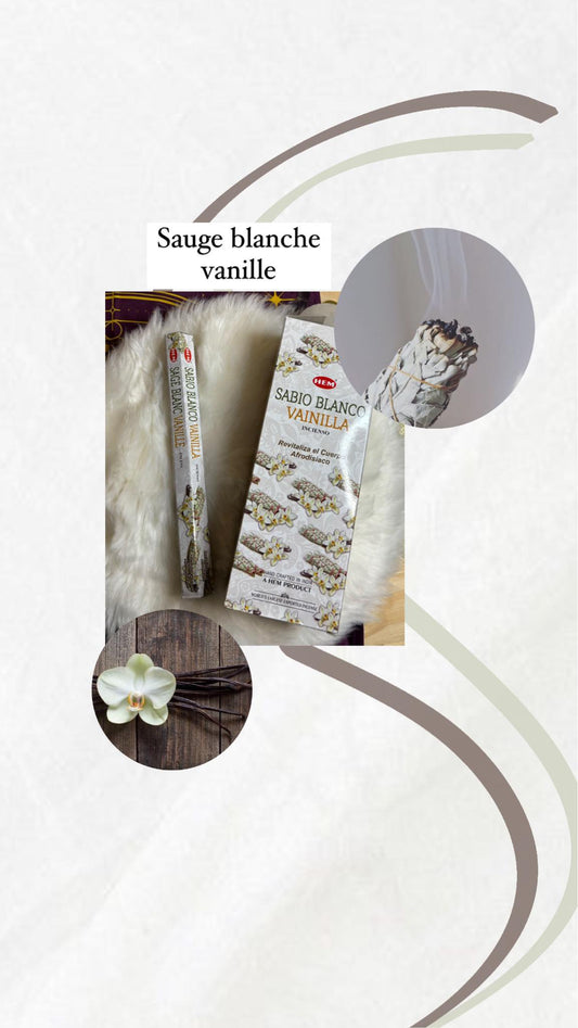 Encens sauge blanche vanille (boite de 20 batônnets)